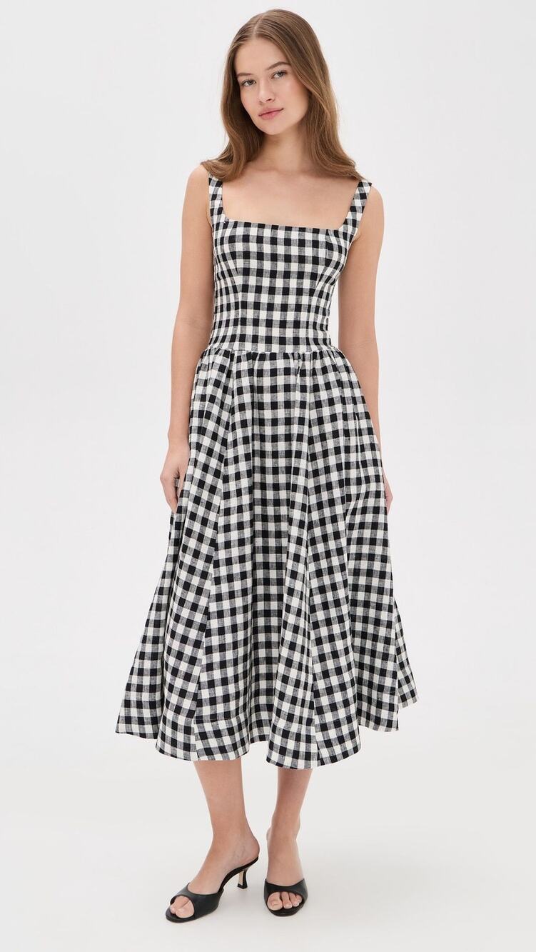 NWT Reformation Janu Park Check Gingham Linen Midi Dress Size 6